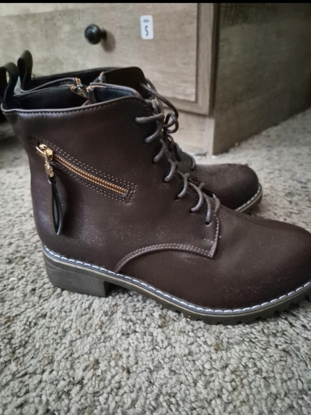 Classic Lace-Up Ankle Boots in Dark Brown